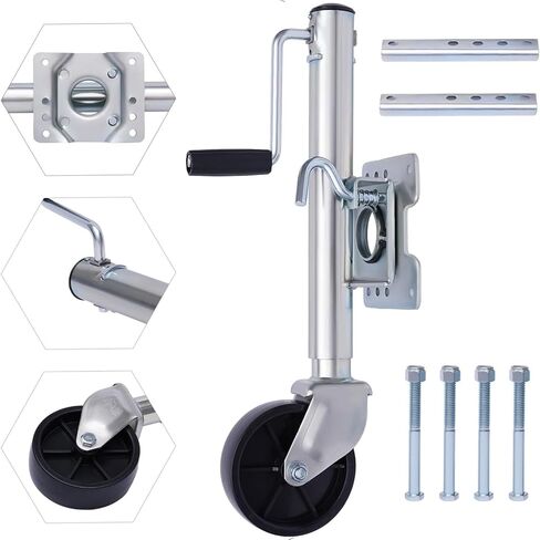 Trailer Jack Wheel - Bolt-On Swivel Tongue Jack - Boat Trailer Jack, Trailer Support Wheel, 450Kg Automatic Support Wheel, Foldable Support Wheel, for Trailers,6in wheel/1000lb in Saudi Arabia