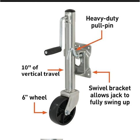 Trailer Jack Wheel - Bolt-On Swivel Tongue Jack - Boat Trailer Jack, Trailer Support Wheel, 450Kg Automatic Support Wheel, Foldable Support Wheel, for Trailers,6in wheel/1000lb in Saudi Arabia