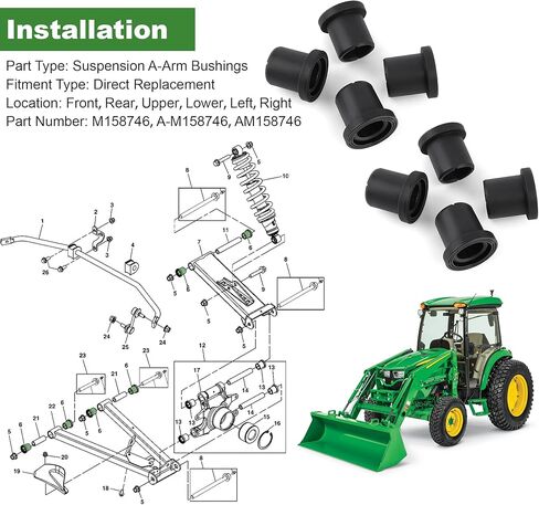 8 قطع من عوازل البطانات ذات الأكمام العلوية السفلية للتحكم في الذراع A المتوافقة مع جرارات John Deere Gator XUV 625i 825i 855D 4x4 5E 6E 6D Series M158746 AM158746 in Saudi Arabia