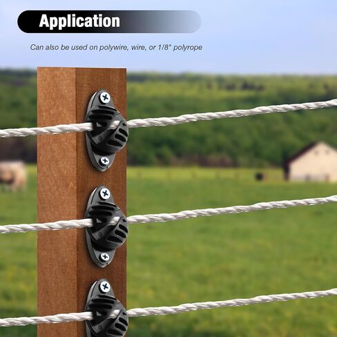 EATAKWARD 100 قطعة عازل سياج كهربائي مع براغي، عوازل من الخشب الأسود من البولي أسلاك، عوازل نصف كروية للسياج الكهربائي قضيب حمل متوسط، أسود، PP in Kuwait