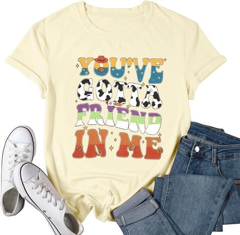 بلانشز مقاس كبير لديك صديق بداخلي قميص نسائي مضحك مطبوع عليه حروف علوية لطيفة لقضاء العطلات والعطلات تي شيرت جرافيك in Kuwait