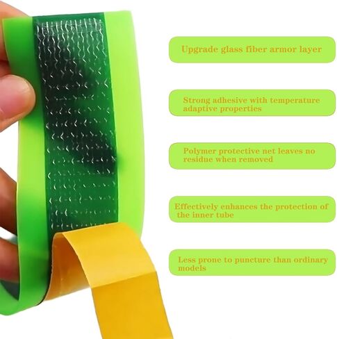 بطانة إطار دراجة سميكة مع دعامة ذاتية اللصق، عرض 110 مم من مادة TPU، إدراج حماية للثقب متوافق مع إطارات 20 24 26 × 4.0 4.5 5.0 بوصة، واقي أنبوب داخلي مضاد للمسطح (عبوتان) in Kuwait