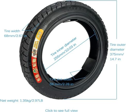 إطار مقاس 14 × 2.50، إطار مقاس 14 بوصة للدراجات البخارية الكهربائية والدراجة الترابية ودراجة الأطفال، يناسب إطارات الدراجة الإلكترونية مقاس 2.50-10 و60/100-10 in Saudi Arabia