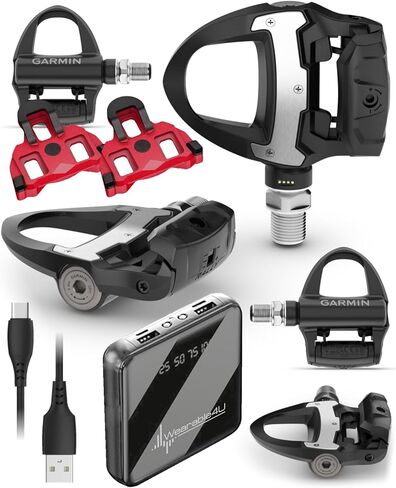 دواسات عداد الطاقة مزدوجة الاستشعار من Garmin Rally RS210 للطريق، متوافقة مع Shimano SPD-SL، وقت ركوب قابل لإعادة الشحن 90 ساعة، مقاييس ديناميكيات ركوب الدراجات مع حزمة PowerBank يمكن ارتداؤها 4U in Saudi Arabia