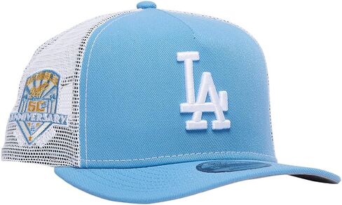 قبعة سائق الشاحنة من New Era LA Los Angeles Dodgers 9FIFTY A-Frame Cooperstown Gold للذكرى الخمسين، قبعة قابلة للتعديل in Kuwait