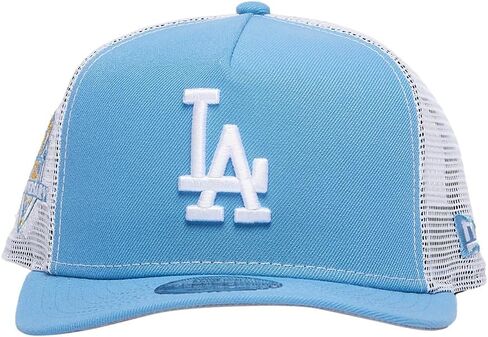 قبعة سائق الشاحنة من New Era LA Los Angeles Dodgers 9FIFTY A-Frame Cooperstown Gold للذكرى الخمسين، قبعة قابلة للتعديل in Kuwait