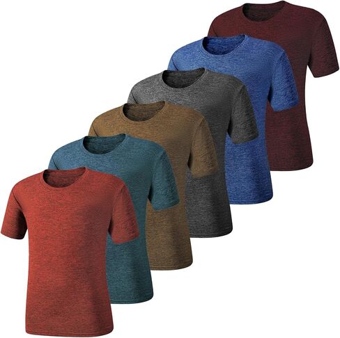 6 قمصان للأولاد، قمصان شبابية سريعة الجفاف للأولاد، قمصان رياضية بأكمام قصيرة، تي شيرتات للأداء للأطفال (5Y-18Y) in Kuwait