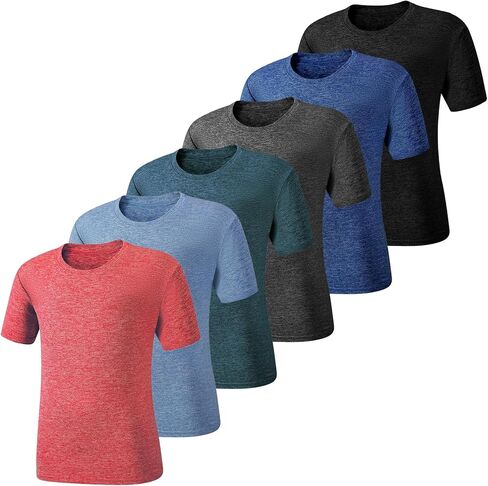 6-Pack Boys Shirts Youth Quick Dry Shirts for Boys Athletic Short Sleeve T Shirts Kids Performance Tees (5Y-18Y) in Saudi Arabia