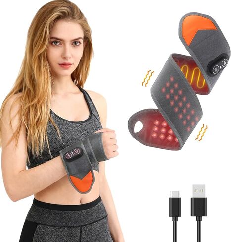 Red Light Therapy for Wrist,Portable 660nm/850nm 36 Red Light Beads Red Light Therapy for Hands with Three-Level Light Adjustment Function and Vibration Massage Effect,Therawrap for Carpal Tunnel in Saudi Arabia