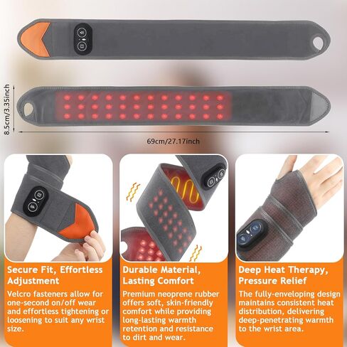 Red Light Therapy for Wrist,Portable 660nm/850nm 36 Red Light Beads Red Light Therapy for Hands with Three-Level Light Adjustment Function and Vibration Massage Effect,Therawrap for Carpal Tunnel in Saudi Arabia
