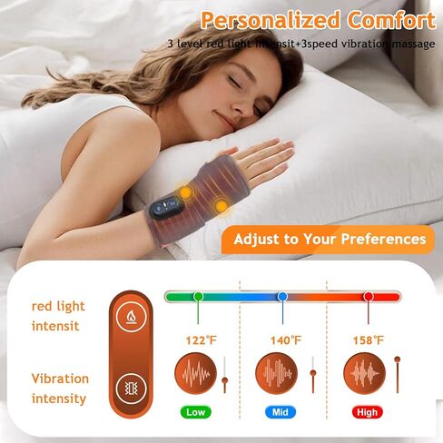 Red Light Therapy for Wrist,Portable 660nm/850nm 36 Red Light Beads Red Light Therapy for Hands with Three-Level Light Adjustment Function and Vibration Massage Effect,Therawrap for Carpal Tunnel in Saudi Arabia