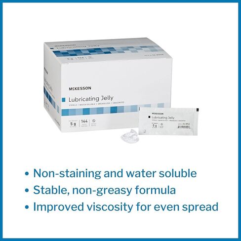 McKesson Lubricating Jelly, 5 g [864 Count] Water Based Non-Sticky Lube, Water Soluble Lubricant Gel - for Surgical, Medical, Personal – Sterile Individual Packets, Box of 6 in Saudi Arabia