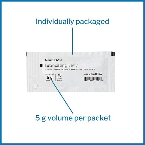McKesson Lubricating Jelly, 5 g [864 Count] Water Based Non-Sticky Lube, Water Soluble Lubricant Gel - for Surgical, Medical, Personal – Sterile Individual Packets, Box of 6 in Saudi Arabia