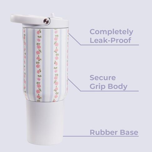 HydroJug Sport - كوب من الفولاذ المقاوم للصدأ مزود بماصة، معزول بالفراغ، زجاجة مياه مقاومة للتسرب سعة 20 أونصة، تصميم مريح، قابل لإعادة الاستخدام، آمن للاستخدام في غسالة الأطباق، قاعدة مطاطية، متين للصالة الرياضية أو في الهواء الطلق، زهرة الربيع in Kuwait