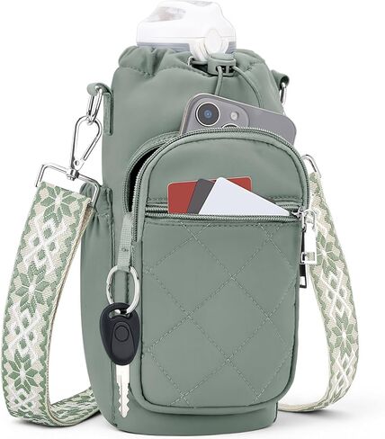 SYTRAH Water Bottle Carrier Bag with Strap, Water Bottle Purse with Phone Pocket 40oz for Walking Hiking in Kuwait