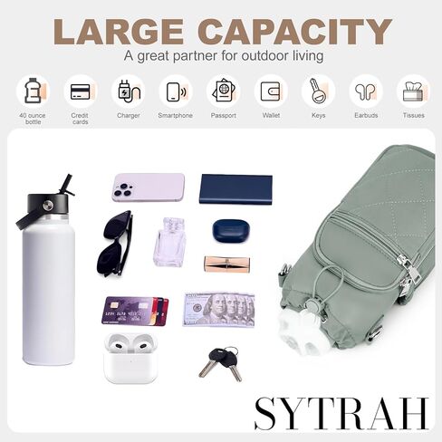 SYTRAH Water Bottle Carrier Bag with Strap, Water Bottle Purse with Phone Pocket 40oz for Walking Hiking in Kuwait
