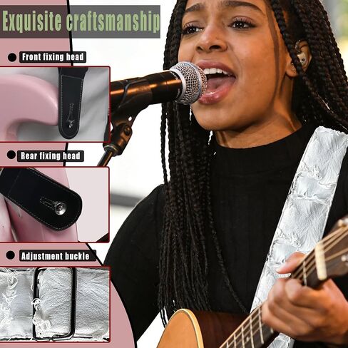 Guitar Strap, off-white individualistic freedom fringe Cotton Guitar Strap with leather at both ends for bass, electric and acoustic guitars, comes with two strap anti-slip pads in Saudi Arabia