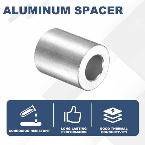 uxcell 8Pcs Aluminum Spacer 3/4" OD x 3/8" ID x 15/16" Length Screw Standoff Bushing Plain Finish Unthreaded Round Metal Spacer for Screws Bolts and Rods, Silver in Saudi Arabia