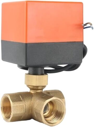 DN32 صمام كروي ثلاثي الاتجاه، صمام كروي من النوع T، صمام كروي نحاسي، تحكم ثنائي الاتجاه بثلاثة أسلاك (24VDC) in Kuwait