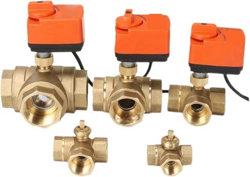 1 قطعة 1/2 "3/4" 1 "بوصة صمام كروي ثلاثي الاتجاه صمام كروي نحاسي صمام كروي اثنين من الأسلاك التحكم مع مفتاح يدوي (1 14 ، DC12V) in Kuwait