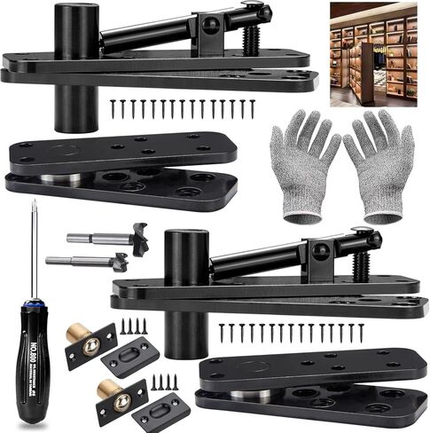 مفصلة باب مخفية تحمل 573 رطلًا، مفصلة محورية سميكة من الفولاذ المقاوم للصدأ شديدة التحمل للباب السري، مفصلات محورية متأرجحة للأجهزة تدور 360 درجة، مجموعة أدوات مفصلات أبواب خزانة الكتب غير المرئية in Kuwait