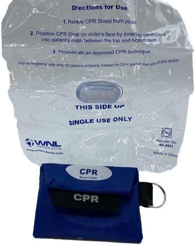WNL Products FAK5000G-BUNDLE Adult/Child CPR Rescue Mask Kit with CPR Keychain - Hard Case CPR Mask with One-Way Valve, Gloves, Antiseptic Wipe, and Face Shield Keychain Barrier - Bundle in Saudi Arabia