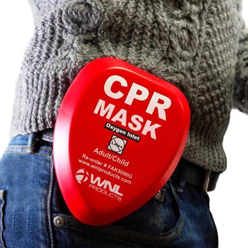 WNL Products FAK5000G-BUNDLE Adult/Child CPR Rescue Mask Kit with CPR Keychain - Hard Case CPR Mask with One-Way Valve, Gloves, Antiseptic Wipe, and Face Shield Keychain Barrier - Bundle in Saudi Arabia