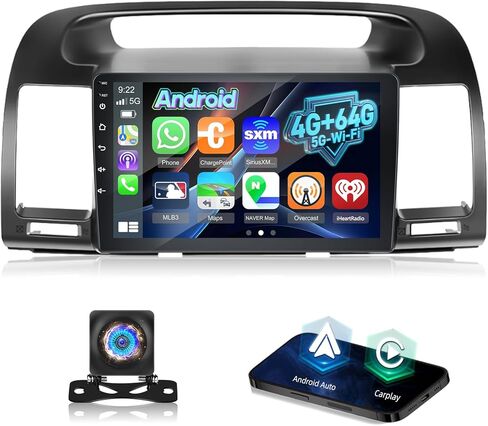 [4G+64G] راديو سيارة 8 Core Android 13 لسيارة Toyota Camry 2000 2001 2002 2003 2004 2005 2006، شاشة لمس 9 بوصة كامري ستيريو، Carplay/Android Auto/32EQ DSP/Bluetooth/WiFi + كاميرا احتياطية AHD + ميكروفون in Kuwait