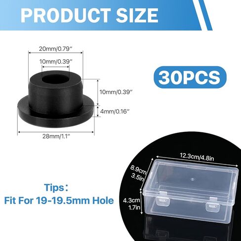 Lainballow 30 قطعة من المكونات المطاطية السوداء، قابس مطاطي 3/4 بوصة للفتحة المستديرة، سدادات سيليكون على شكل حرف T، سدادات ثقب سيليكون مستديرة لأسلاك السيارة وأغطية حوض الاستحمام النفاثة والأثاث in Saudi Arabia