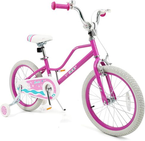 BABY JOY Girls Bike, 12" 14" 16" 18" Kids Bike for 3-8 Years Old with Training Wheels, Adjustable Seat & Handlebar, Handbrake & Coaster Brake, Children Bicycle in Saudi Arabia