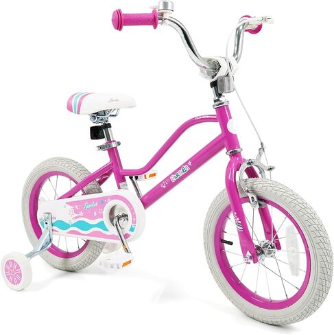 BABY JOY Girls Bike, 12" 14" 16" 18" Kids Bike for 3-8 Years Old with Training Wheels, Adjustable Seat & Handlebar, Handbrake & Coaster Brake, Children Bicycle in Saudi Arabia