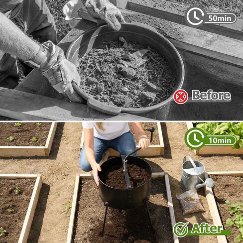 Rotary Soil Sifter for Gardening,21Inch Heavy Duty Metal Sifter for Dirt,Rock Compost and Gold Panning 0.5/0.6/0.7 Inch Mesh in Saudi Arabia