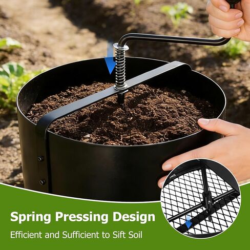 Rotary Soil Sifter for Gardening,21Inch Heavy Duty Metal Sifter for Dirt,Rock Compost and Gold Panning 0.5/0.6/0.7 Inch Mesh in Saudi Arabia