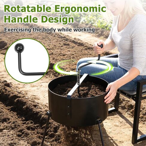 Rotary Soil Sifter for Gardening,21Inch Heavy Duty Metal Sifter for Dirt,Rock Compost and Gold Panning 0.5/0.6/0.7 Inch Mesh in Saudi Arabia