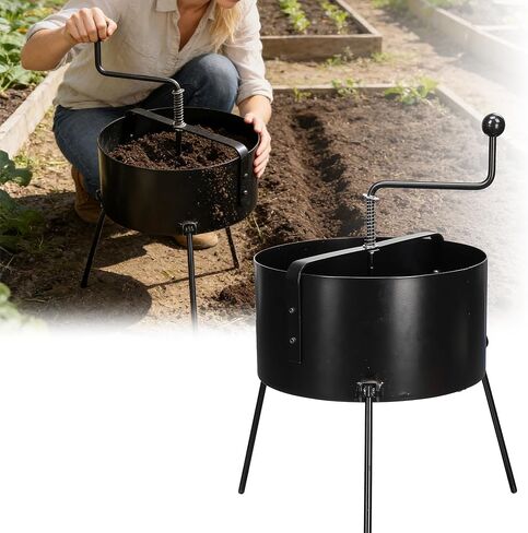 Rotary Soil Sifter for Gardening,21Inch Heavy Duty Metal Sifter for Dirt,Rock Compost and Gold Panning 0.5/0.6/0.7 Inch Mesh in Saudi Arabia