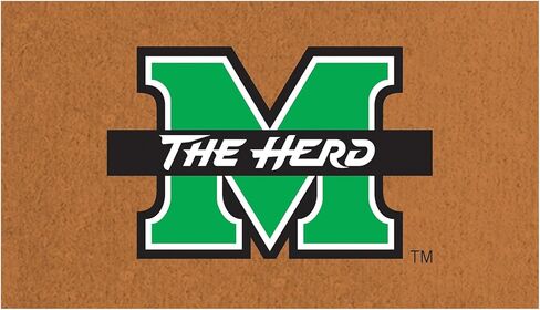 NCAA Marshall University Coir Door Mat, Indoor and Outdoor Entryway, 28 x 16 Inches Non Slip Back Welcome Floor Mats for Muddy Dog Paws, Weather-Resistant Front Door Entrance Home Décor in Saudi Arabia