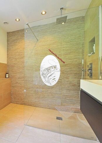 ملصق نافذة زجاجي من الفينيل محفور بشكل بيضاوي - 10.5 بوصة × 16 بوصة - أبيض مع عناصر تصميم واضحة in Kuwait