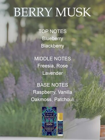 Zenia Berry Musk Perfume Oil Roll-On – 6ml / 0.2oz | Long Lasting Alcohol-Free Fruity Floral Fragrance Oil with Blueberry, Rose, Vanilla & Patchouli in Kuwait