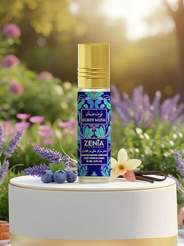 Zenia Berry Musk Perfume Oil Roll-On – 6ml / 0.2oz | Long Lasting Alcohol-Free Fruity Floral Fragrance Oil with Blueberry, Rose, Vanilla & Patchouli in Kuwait