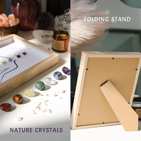MYDAYS&DESIGN 7 Chakras Healing Crystal Stones Frame, for Home Decor, Office Desk Decor, Reiki Meditation Yoga, Positive Energy, Good Luck Birthday Gifts for Women, Mom in Saudi Arabia