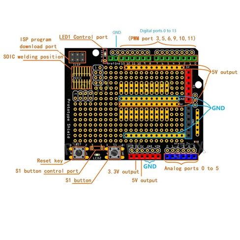 2PCS Prototype Prototyping Shield ProtoShield Mini Breadboard for Arduino UNO R3 ProtoShield in Saudi Arabia