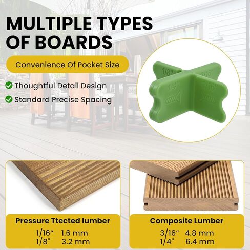 6 Pcs Multi-Thickness Deck Spacers Tool, 1/16", 1/8", 3/16", 1/4" Gap Sizes, Durable ABS Plastic for Pressure Treated Wood & Composite Decking in Kuwait