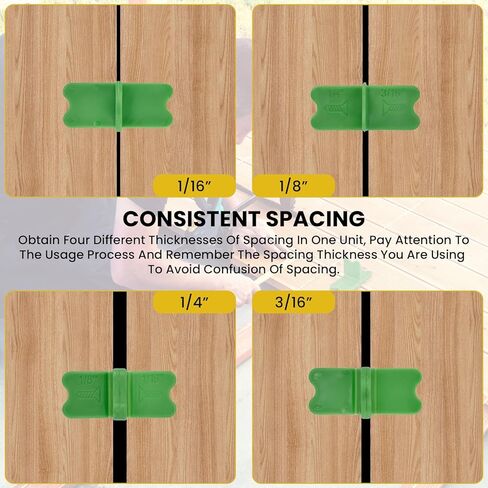 6 Pcs Multi-Thickness Deck Spacers Tool, 1/16", 1/8", 3/16", 1/4" Gap Sizes, Durable ABS Plastic for Pressure Treated Wood & Composite Decking in Kuwait