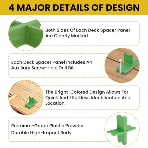 6 Pcs Multi-Thickness Deck Spacers Tool, 1/16", 1/8", 3/16", 1/4" Gap Sizes, Durable ABS Plastic for Pressure Treated Wood & Composite Decking in Kuwait
