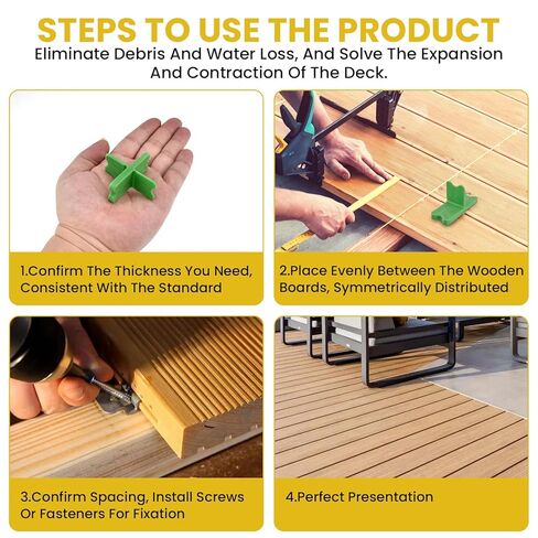 6 Pcs Multi-Thickness Deck Spacers Tool, 1/16", 1/8", 3/16", 1/4" Gap Sizes, Durable ABS Plastic for Pressure Treated Wood & Composite Decking in Kuwait