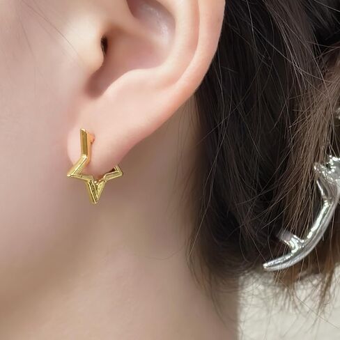 هيبوالرجينيك أقراط نجمة صغيرة للفتيات في سن المراهقة أقراط القلب هوب أقراط خفيفة الوزن 18k الفضة مطلي الفولاذ المقاوم للصدأ أقراط نجمة لعيد الميلاد مجوهرات هدية in Kuwait