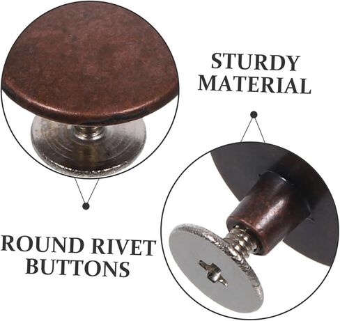 KALLORY 10 Sets Vintage Zinc Alloy Round Rivets Durable Antique Decorative Studs for Shoes Bags Belts Clothing Easy Installation Screw Rivets for DIY Projects in Saudi Arabia