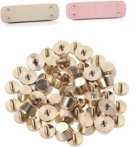 TEHAUX 25Pcs Fine Copper Studs with Screw Base for Bags Durable Rivets for Craft Smooth Edge Design for Handbag and Belt Accessories Golden in Saudi Arabia