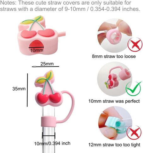 Straw Cover for Stanley Cup 10mm 0.4in Cherry Shape Silicone Straw Topper for Stanley Tumbler 30Oz&40Oz in Saudi Arabia