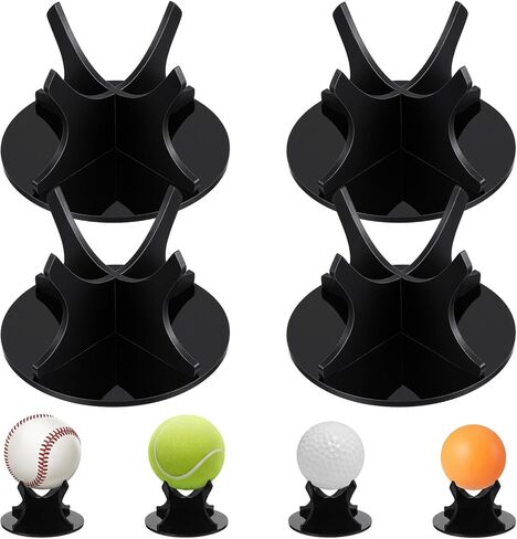 4 PCS Acrylic Baseball Case Display for Balls, Non-Slip Holder Pads Suitable for Baseball, Golf Softball, Tennis Ball Spheres, Thanksgiving Pumpkin Black BaseballStand (1.96 × 1.23") in Saudi Arabia